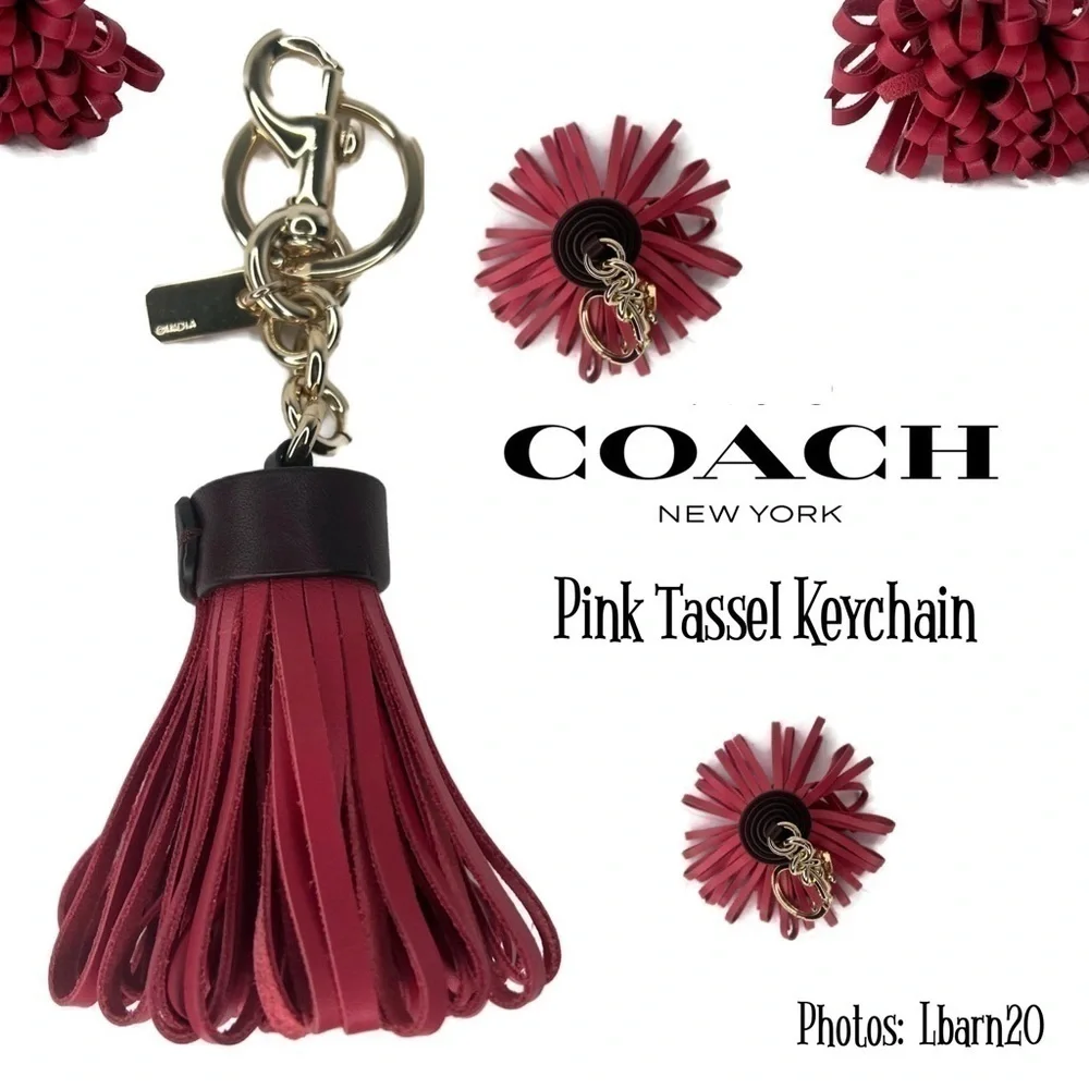 Coach Pink Tassel Keychain Charm Fob
